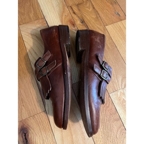 Vintage Leather Joan & David Handmade in Italy Brown Oxford 7.5 Narrow Fringe - Picture 4 of 8